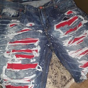 Men's denim distressed shorts